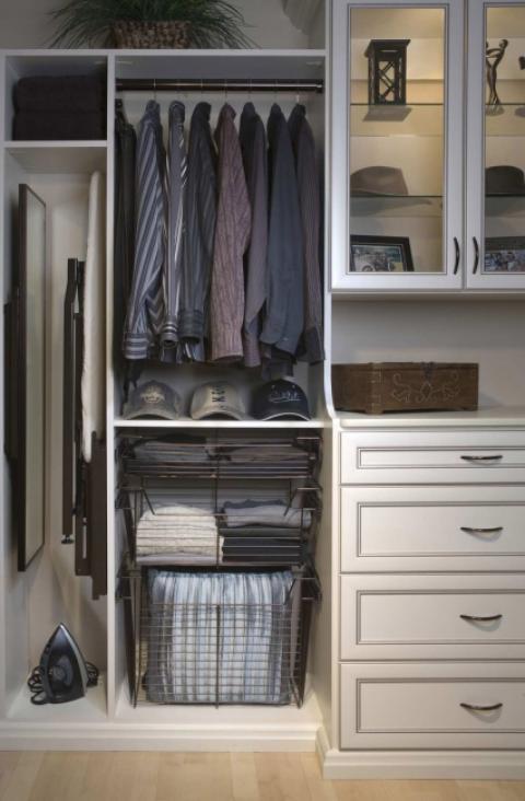Transitional Closet with custom closet organizer