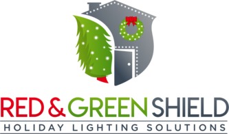 Red and Green Shield Holiday Lighting Solutions logo