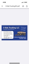 Logo for 5 Kids Trucking, LLC