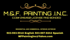 Logo for M & F Painting, Inc.