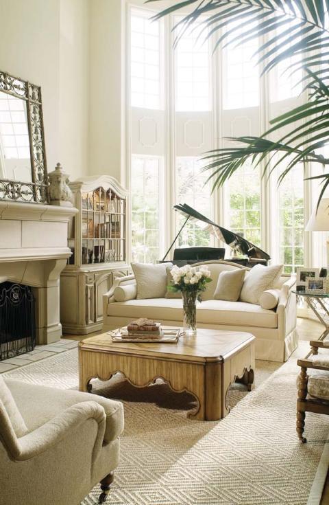 Traditional Family Room with cdg century furniture living room