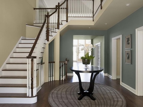 Contemporary Entry with blue painted walls