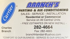 Logo for Branch's Heating & Air Conditioning Inc