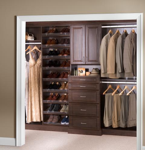 Traditional Closet with white wood door trim