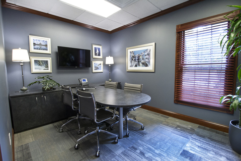 Contemporary Home Office with pedestal conference table