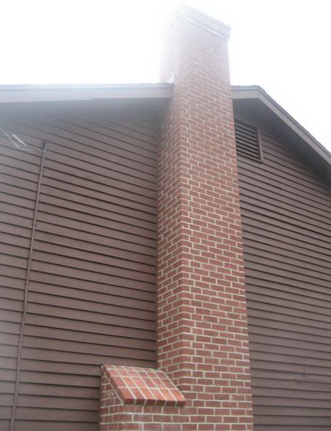 Traditional Home Exterior in Easton - brown trim, red brick chimney ...