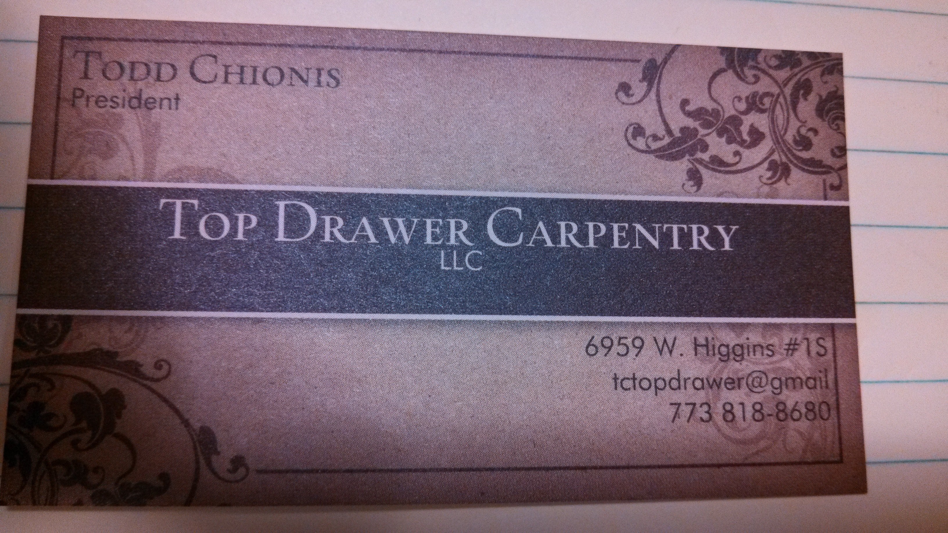 Logo for Top Drawer Carpentry LLC