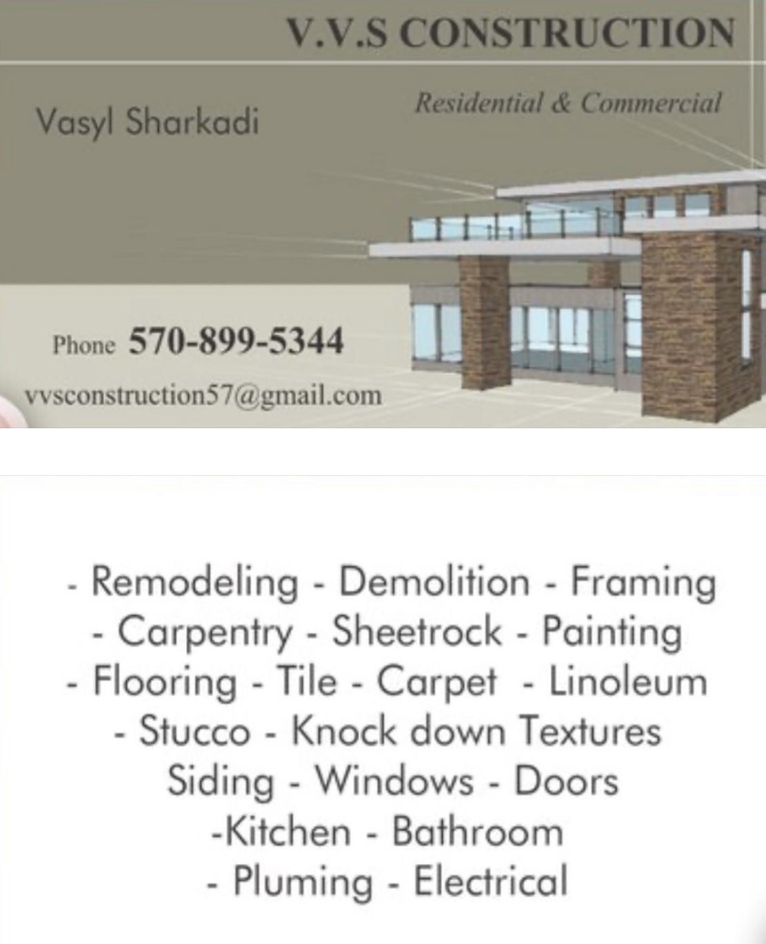 Logo for V.V.S. Construction