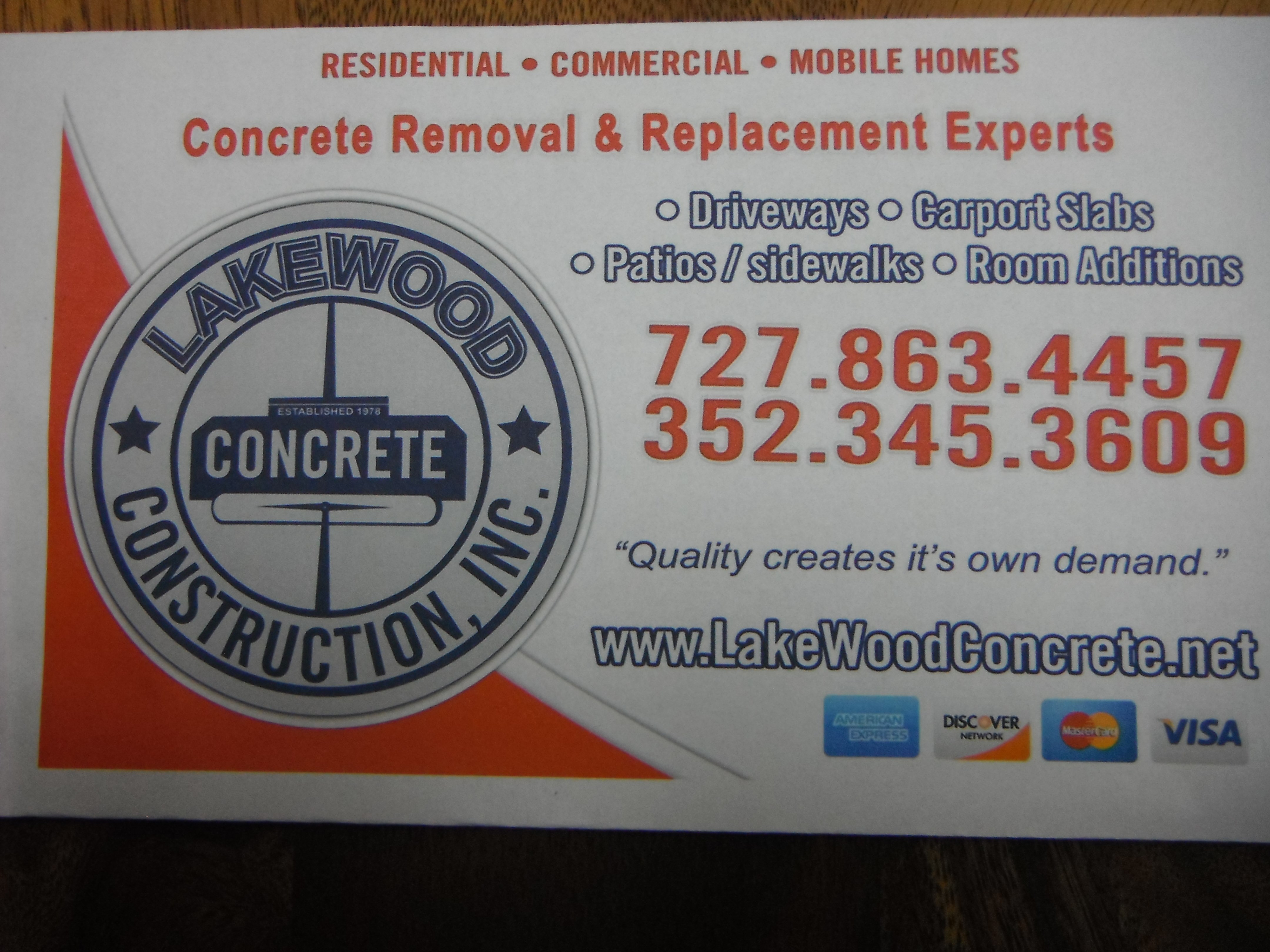 Logo for LAKEWOOD CONCRETE CONSTRUCTION INC