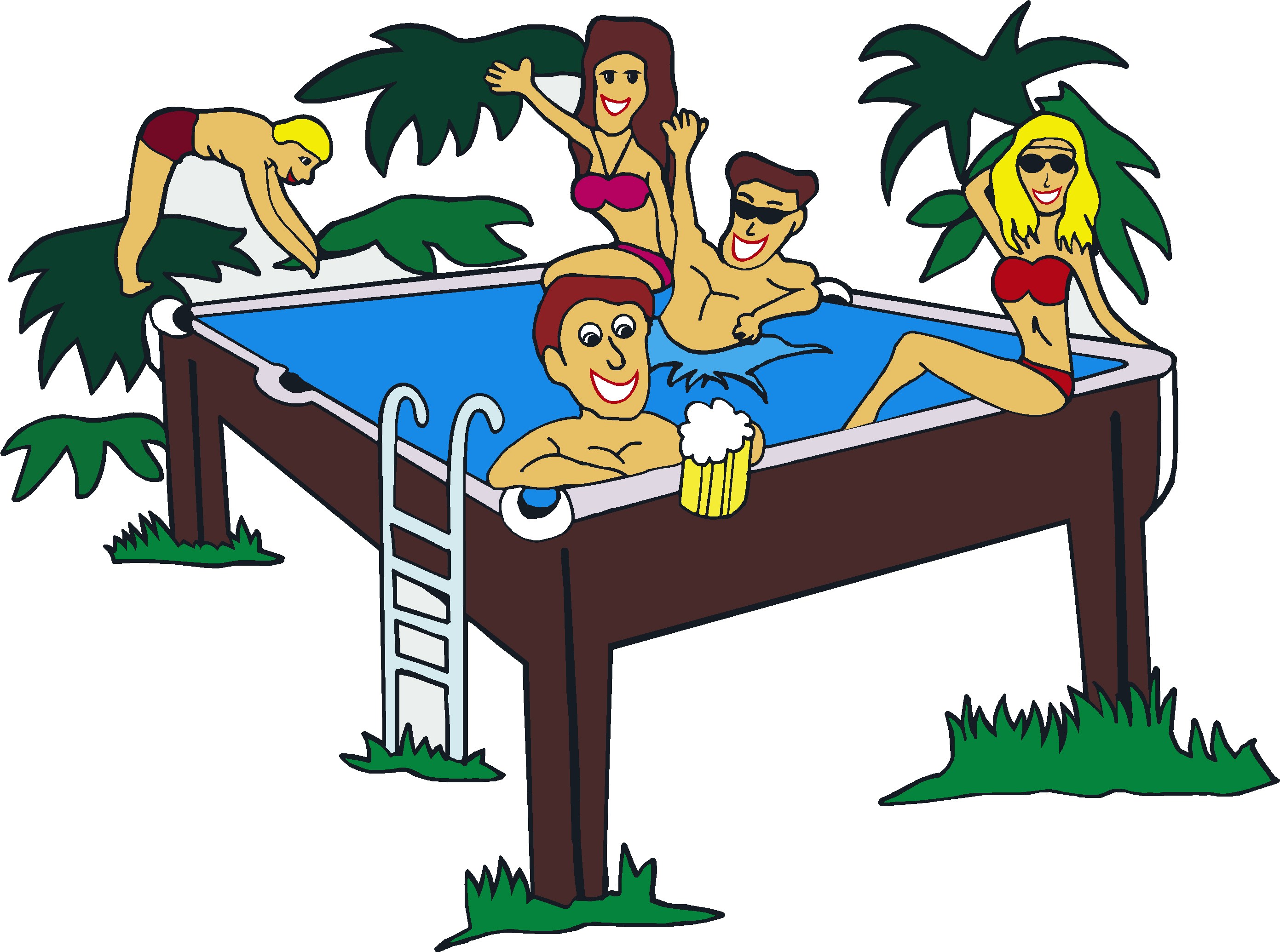 Pools & Cues & Spas, Too logo