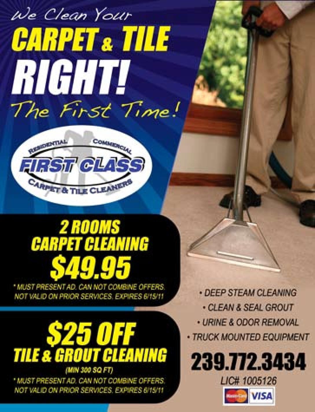 FIRST CLASS CARPET & TILE CLEANERS INC logo