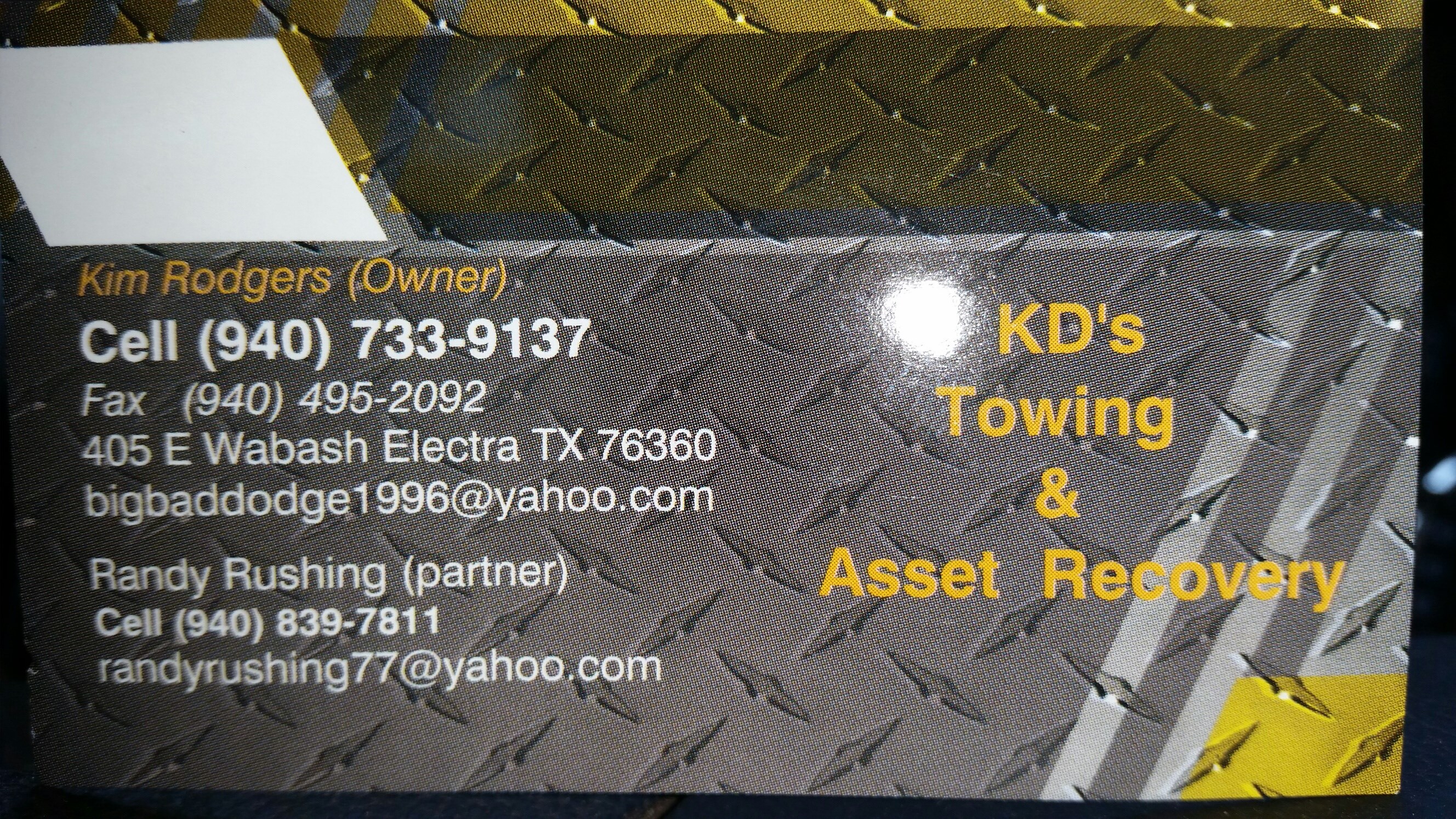 KD's Towing & Asset Recovery logo