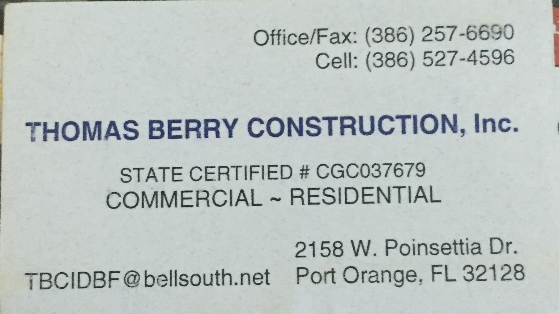 THOMAS BERRY CONSTRUCTION INC logo