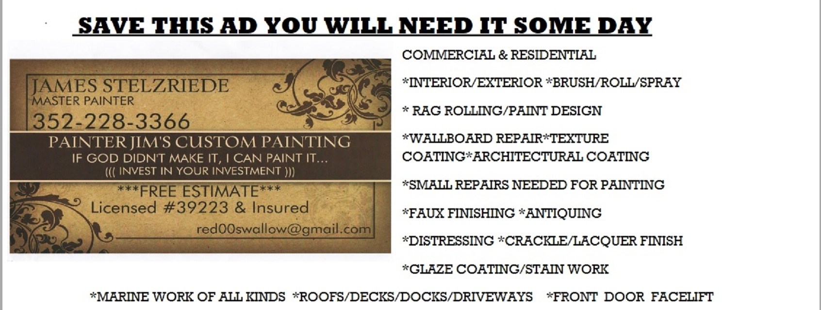 James Stelzriede Custom Painting logo