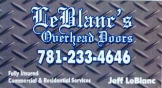 LE BLANC'S OVERHEAD DOORS logo