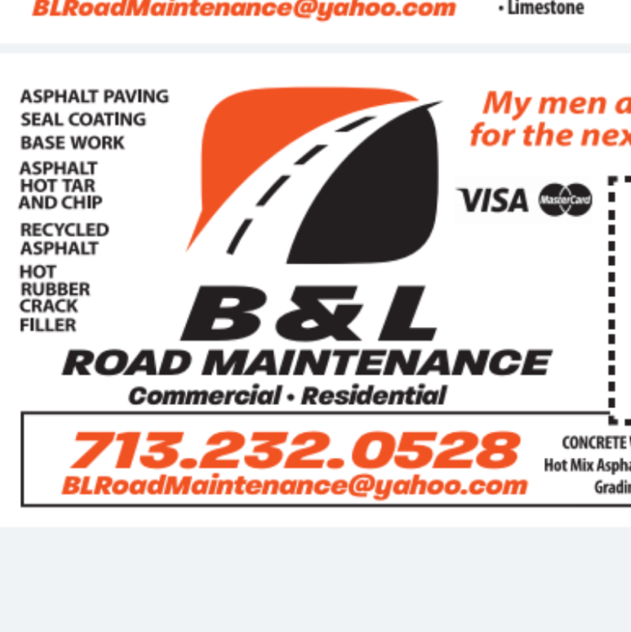 B & L Road Maintenance logo
