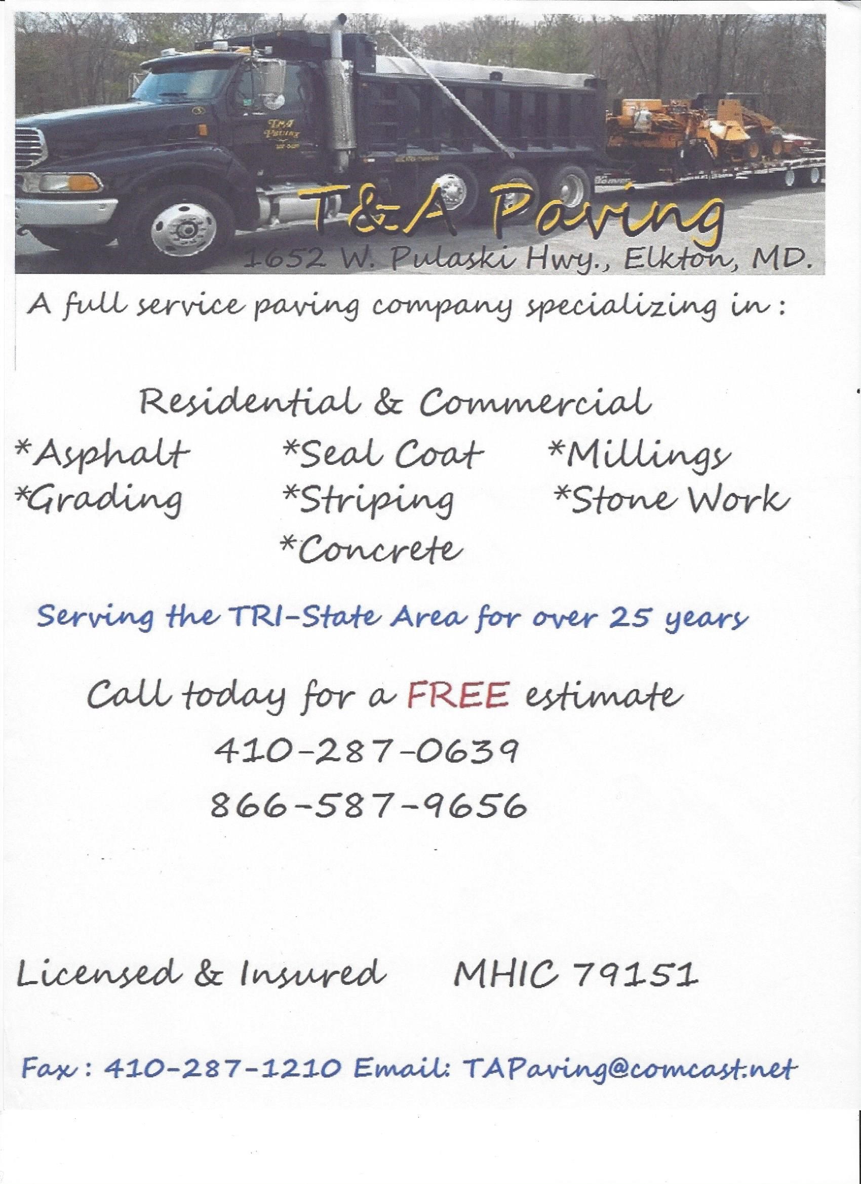 Logo for T&A Paving INC