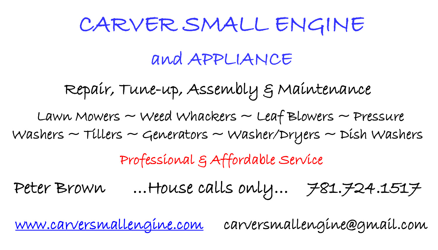Carver Small Engine and Appliance logo