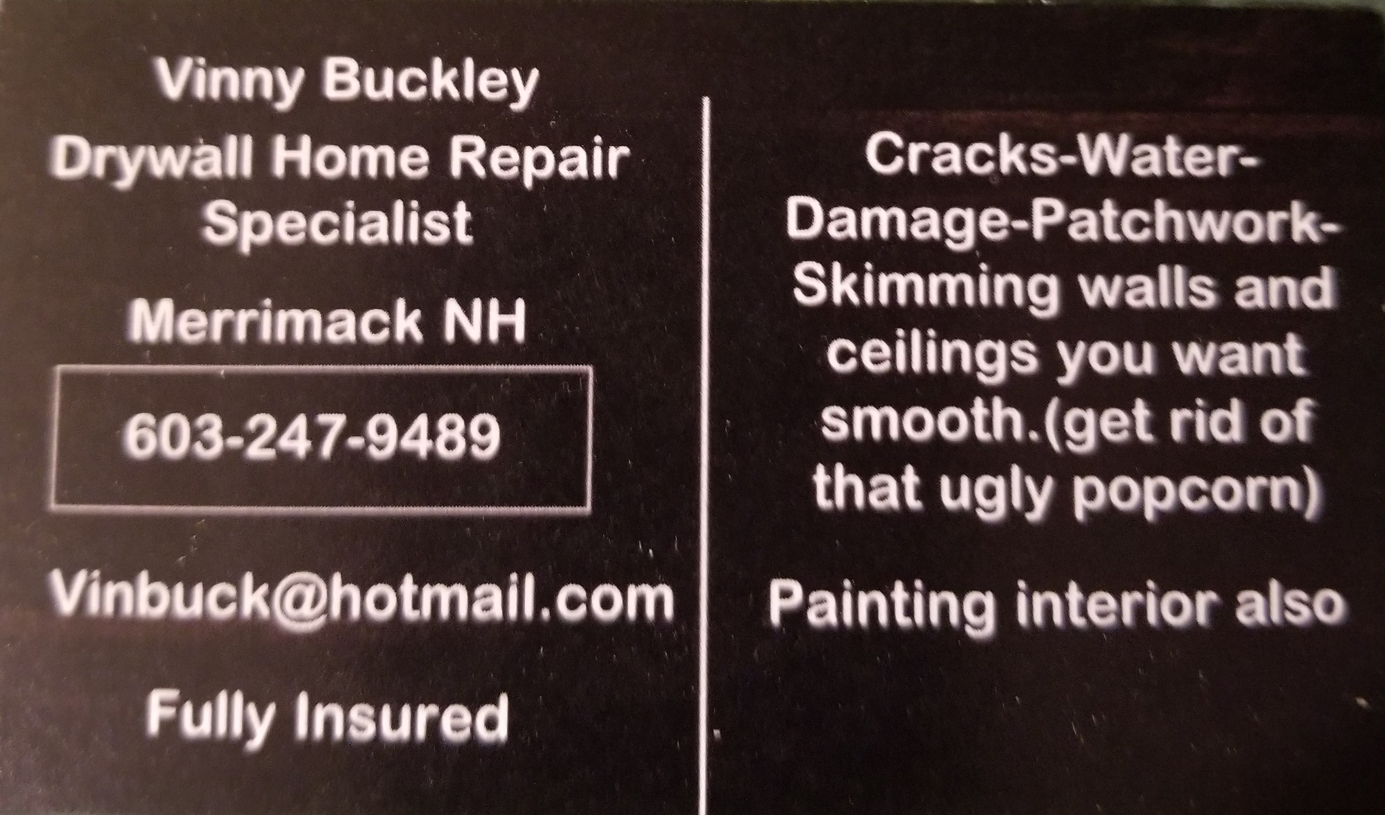 Vinbuck drywall home repair / painting logo