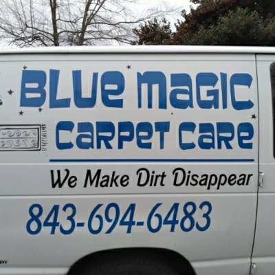 Blue magic carpet care logo