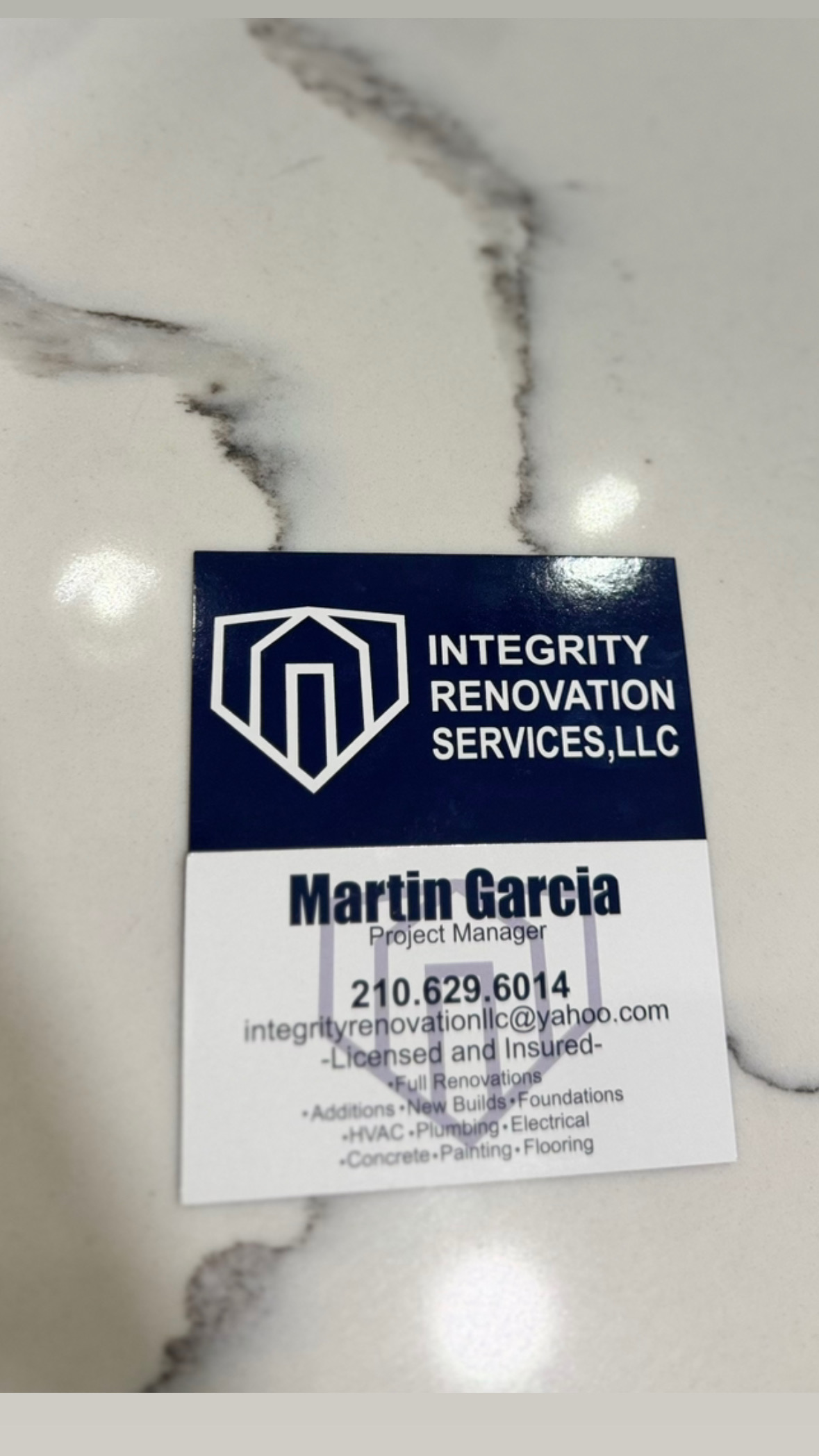 Logo for Integrity Renovation Services LLC