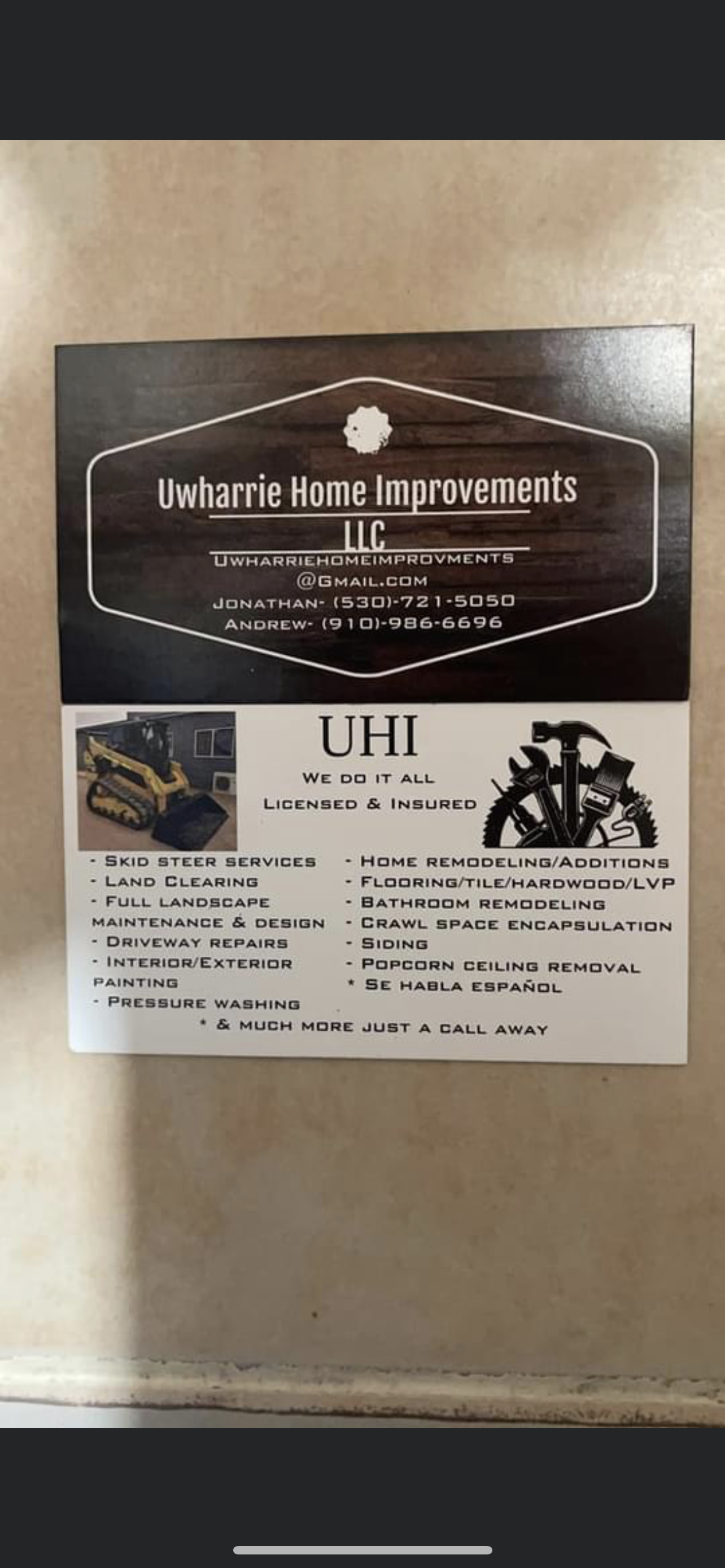 Uwharrie Home Improvements logo