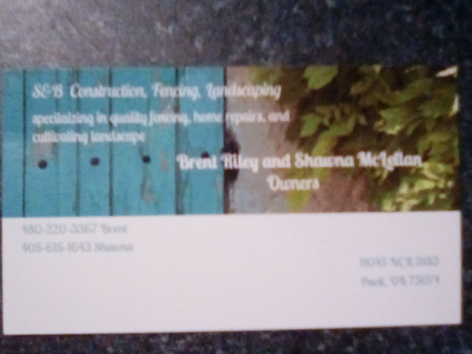 S/B construction landscaping and fence services logo