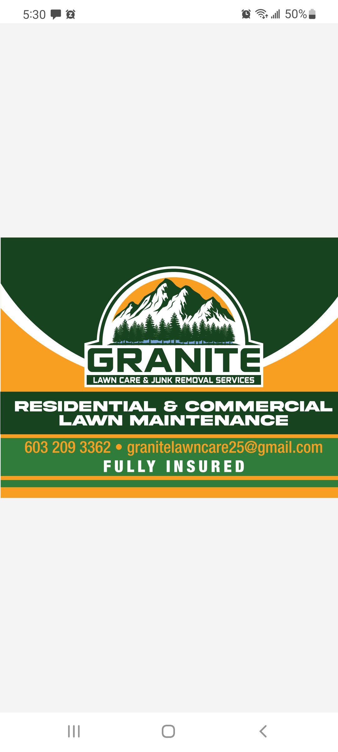 Granite lawn care and junk removal services, plowing services logo