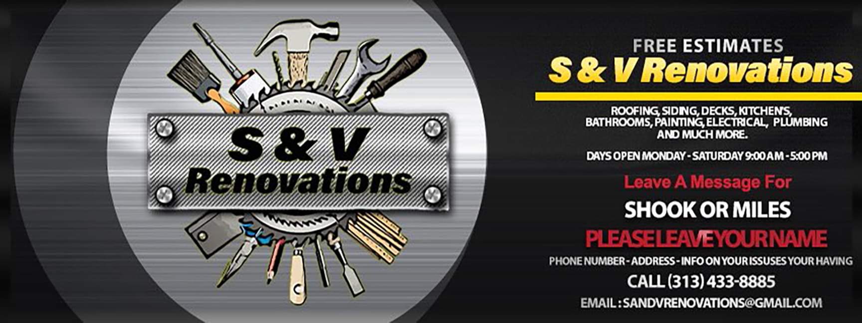 S and V renovations logo