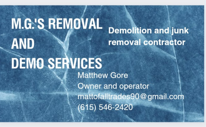 M.G.'s removal and demo services logo