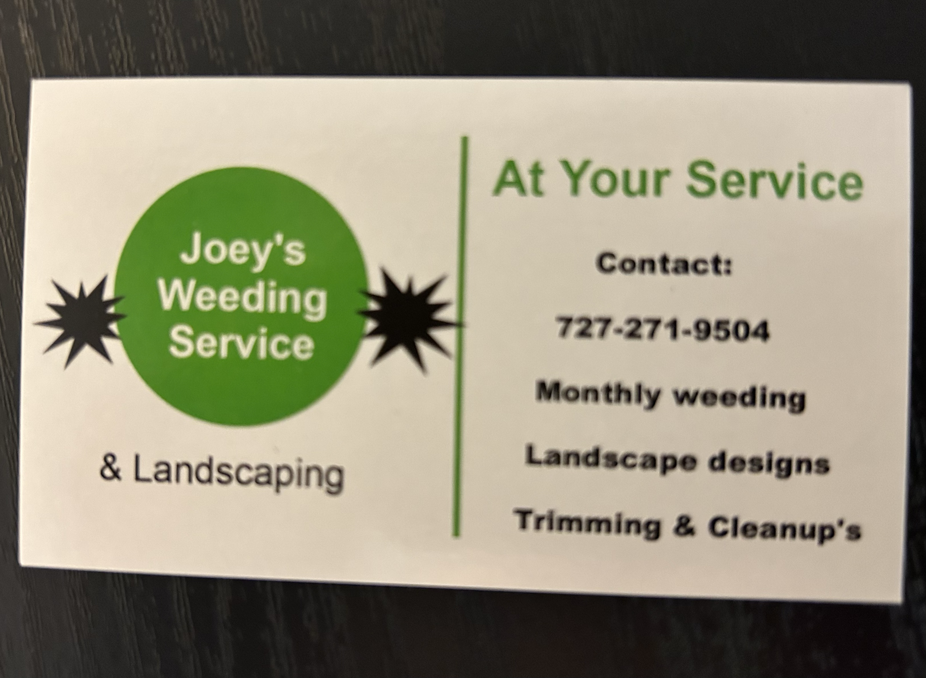 Joeys Weeding & Landscaping logo
