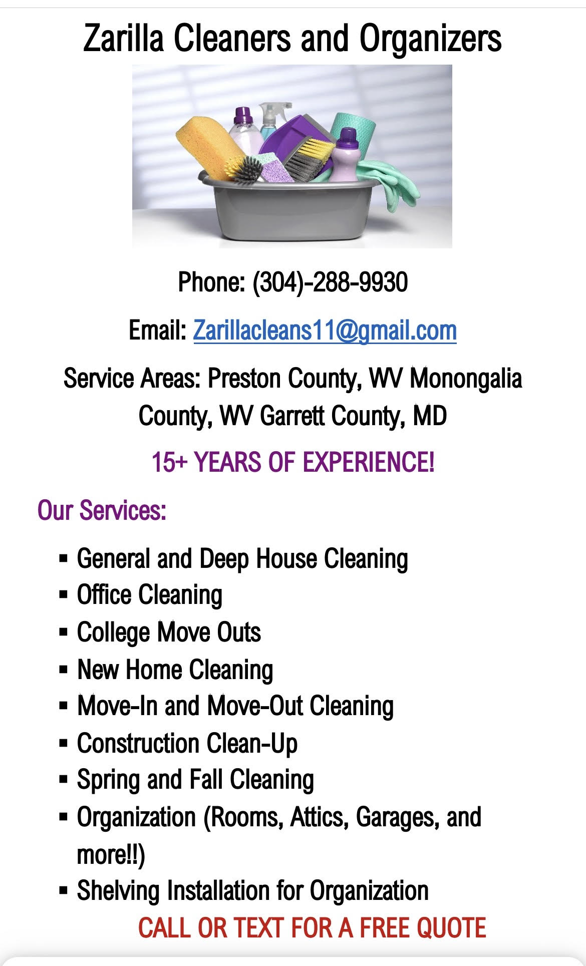Zarilla Cleaners and Organizers logo