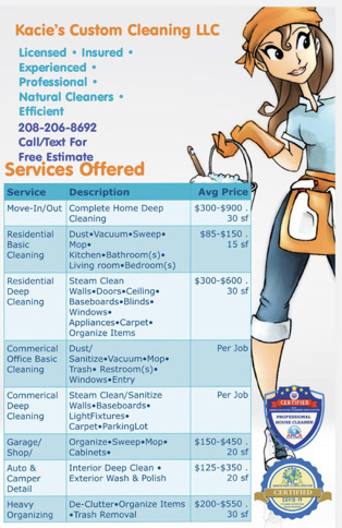 Kacie's Custom Cleaning LLC logo