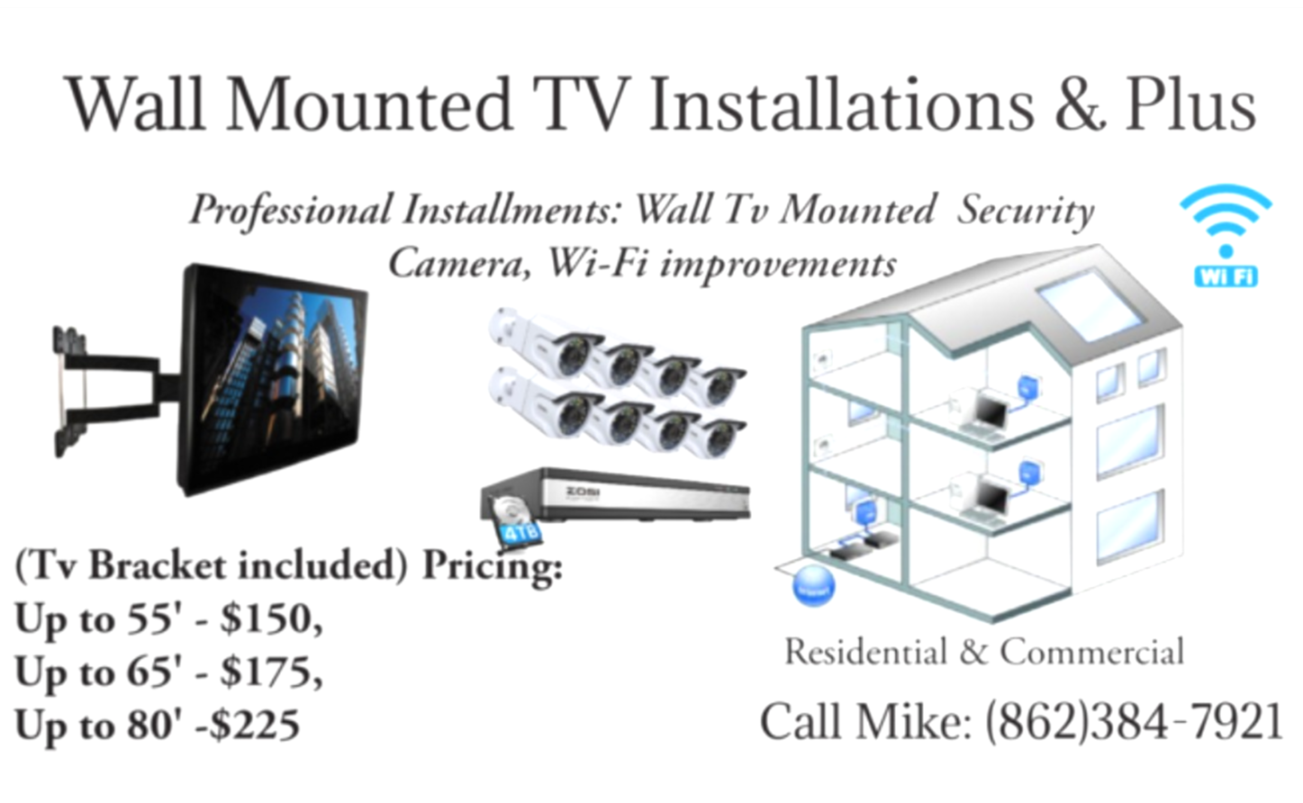 Wall Mounted TV Installations & Plus logo