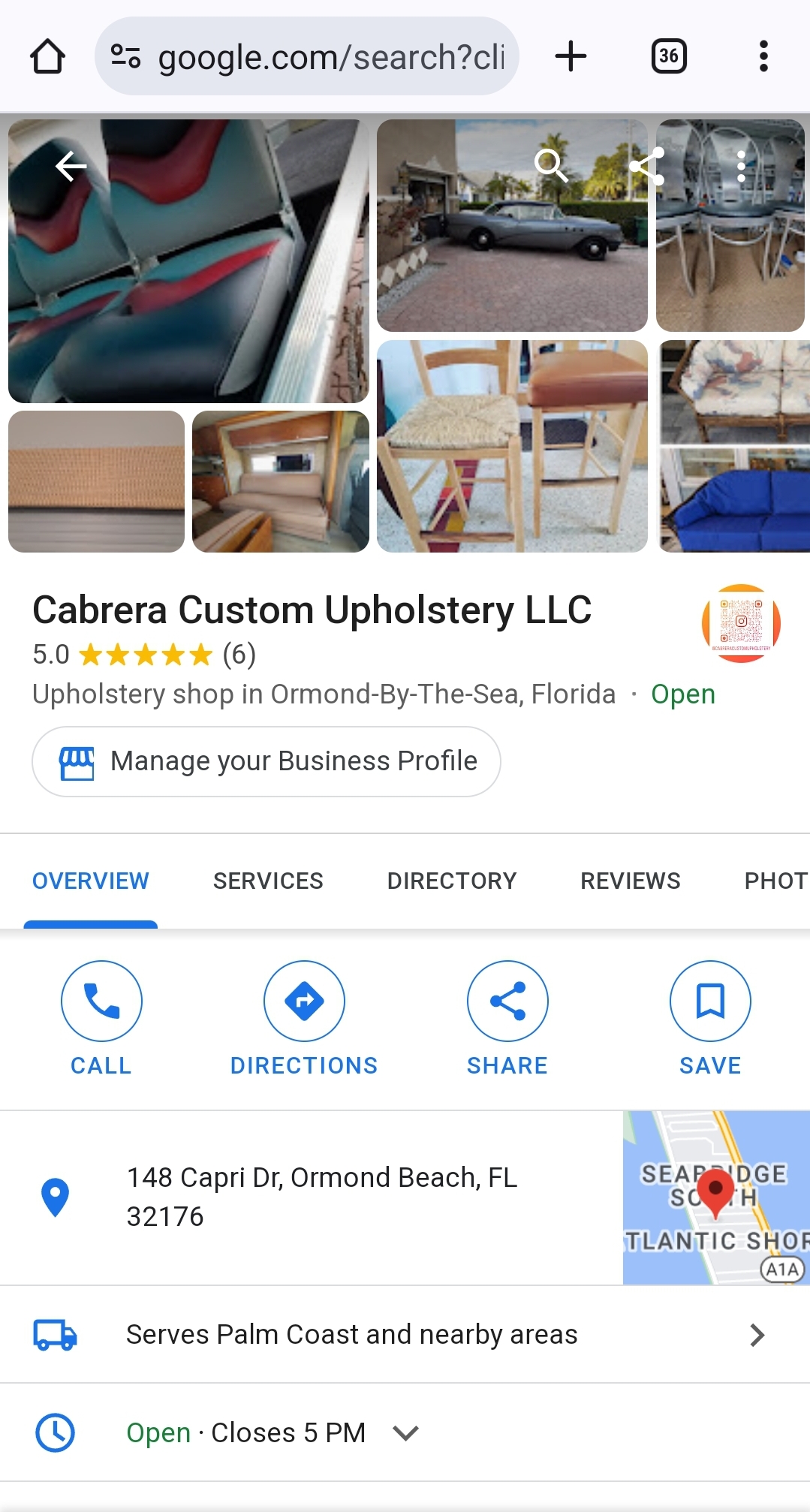 Cabrera Custom Upholstery logo