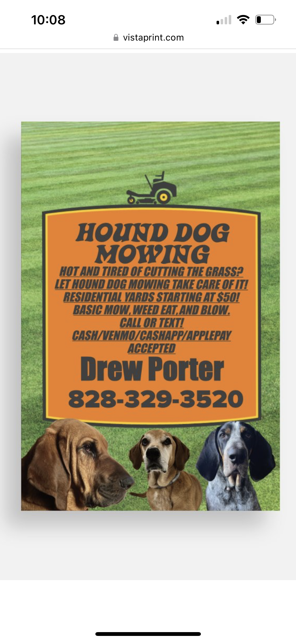 Hound dog mowing logo