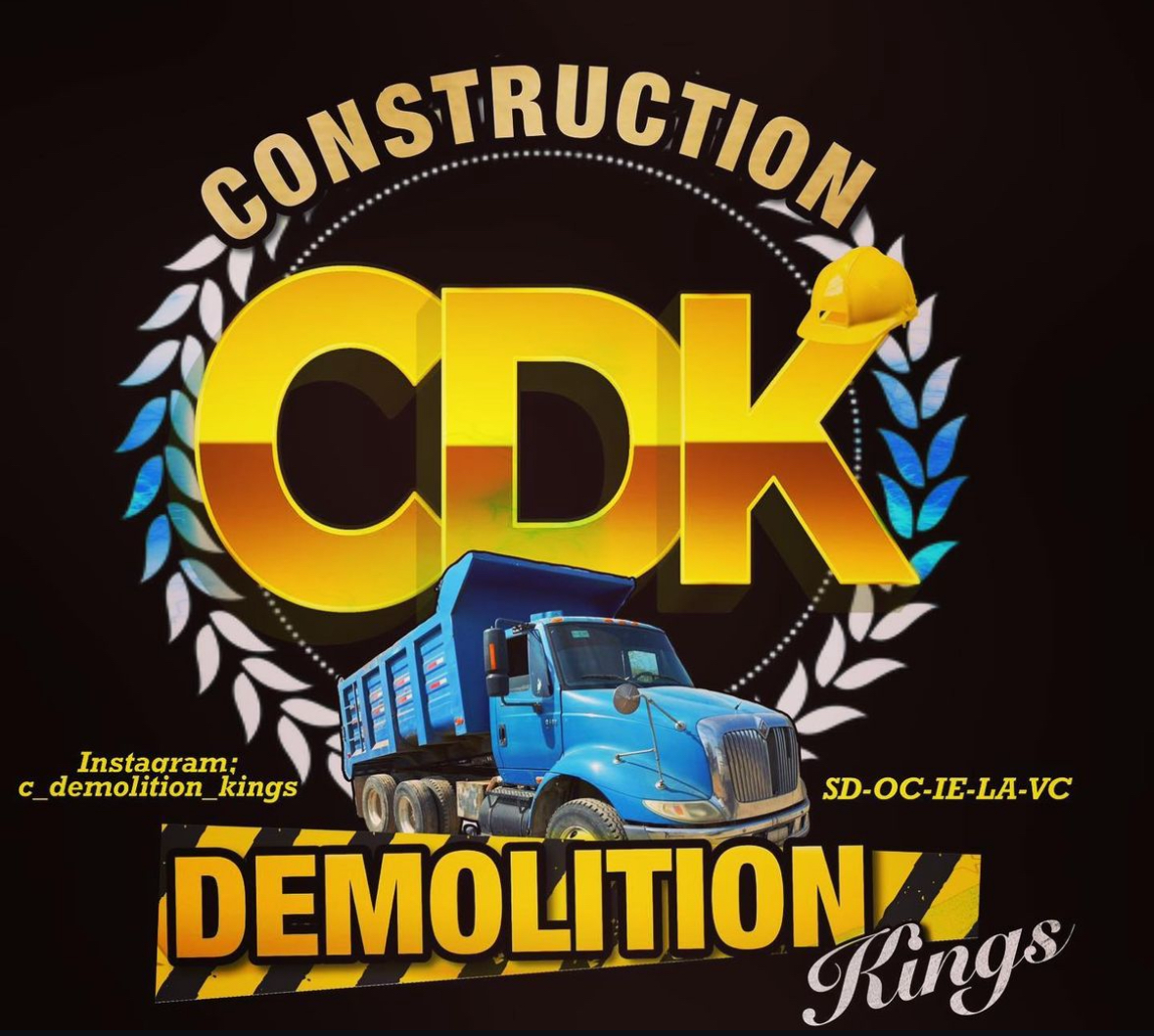 Construction demolition kings and junk removal logo