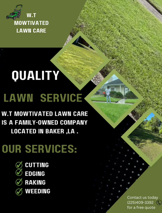 W.T. Mowtivated lawn care logo