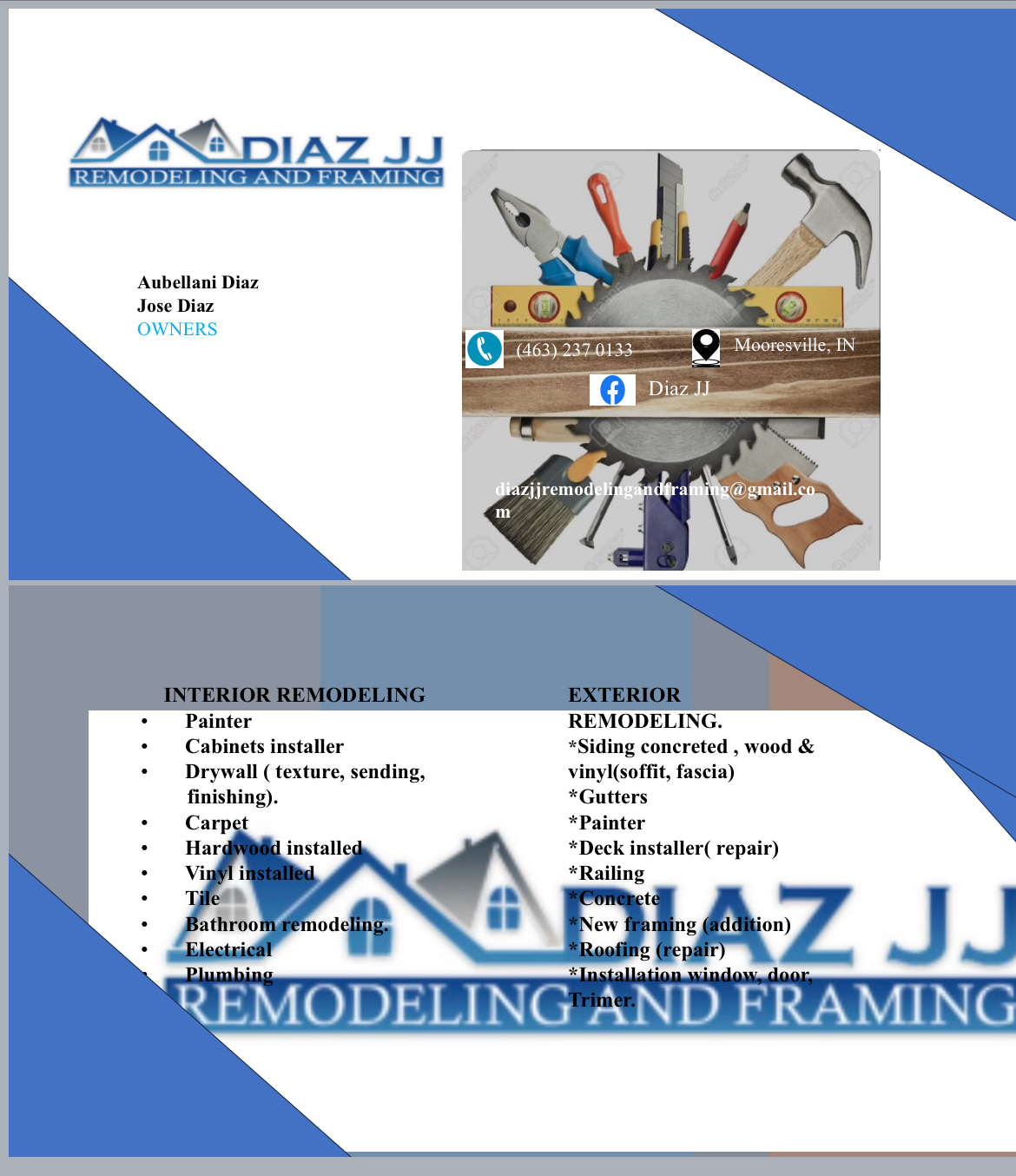 Diaz jj remodeling and framing LLC logo