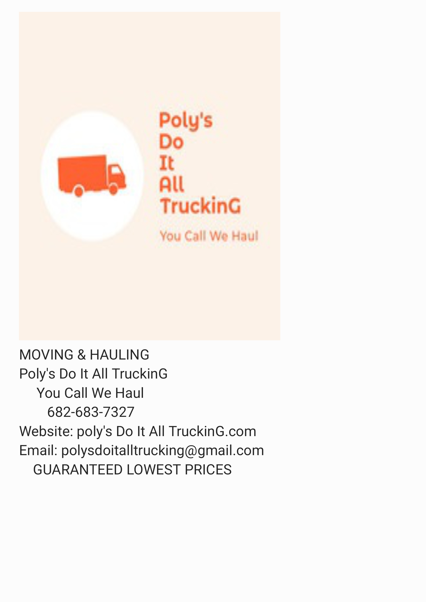 Logo for Poly's Do It All Trucking