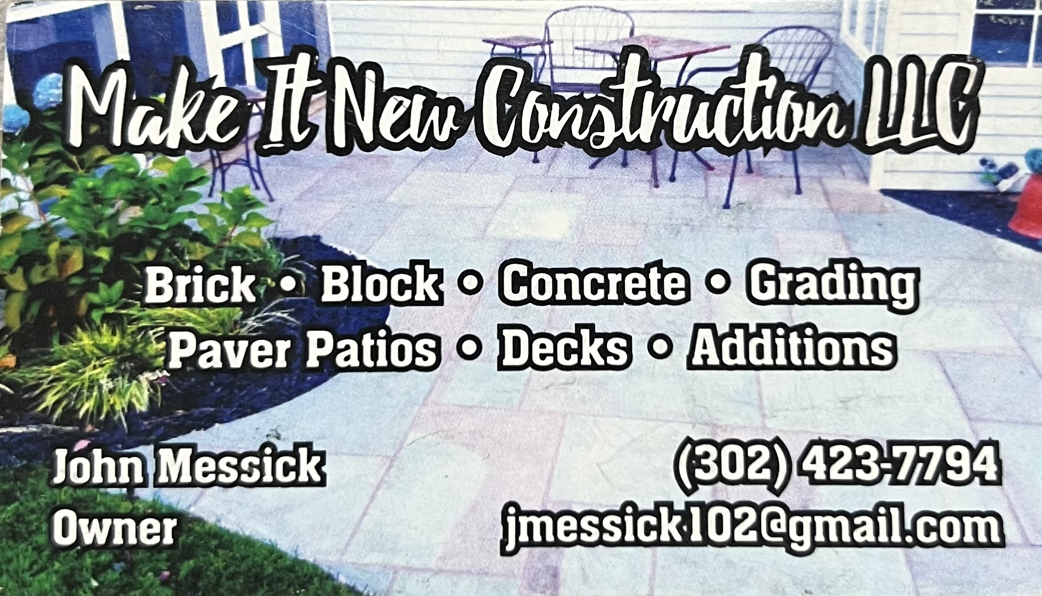 Make it new construction/ Messick pools logo