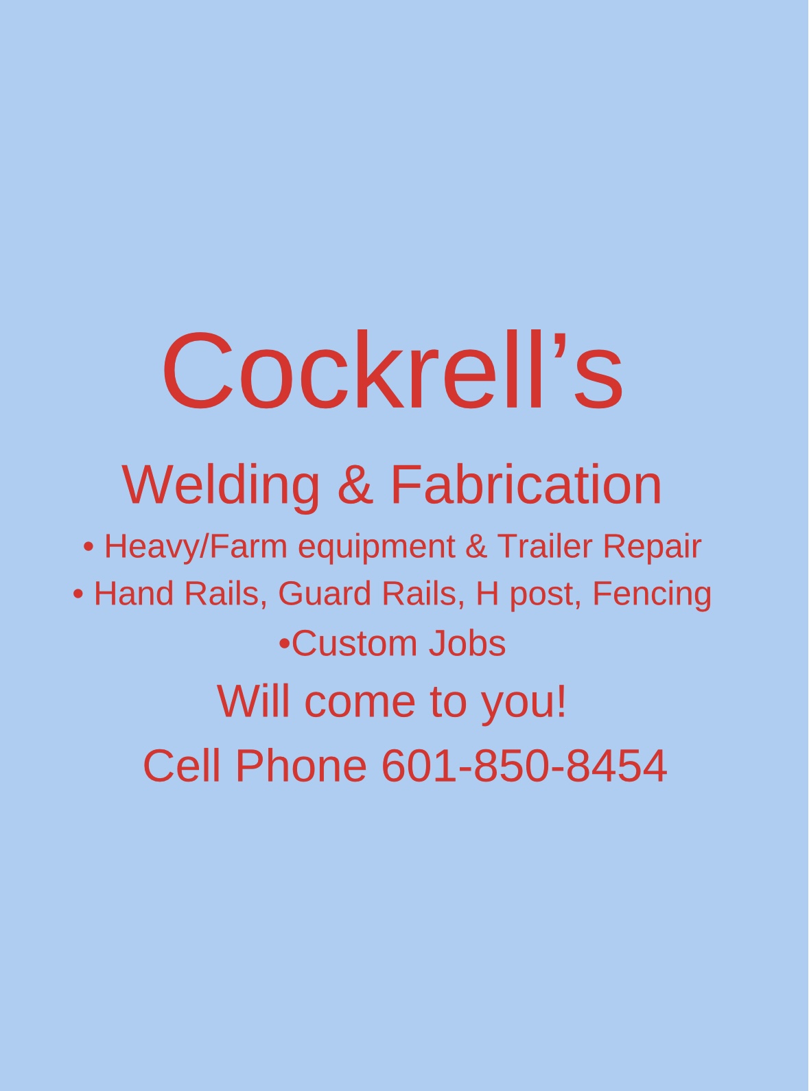 Avatar for Cockrell’s Welding & Fabrication