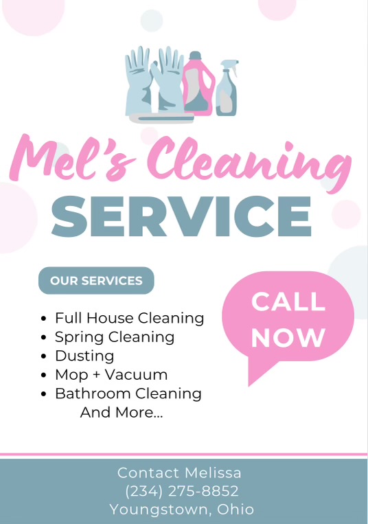 Mel’s cleaning service logo