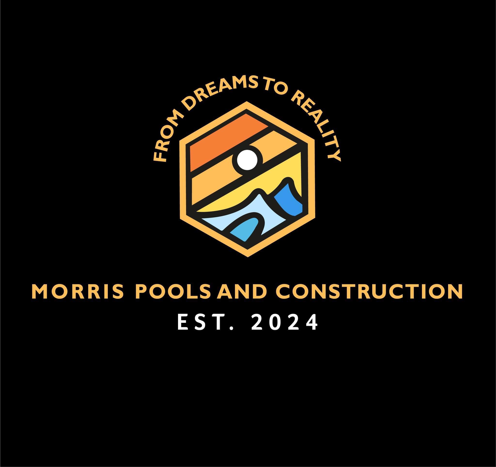 Morris pools and construction logo