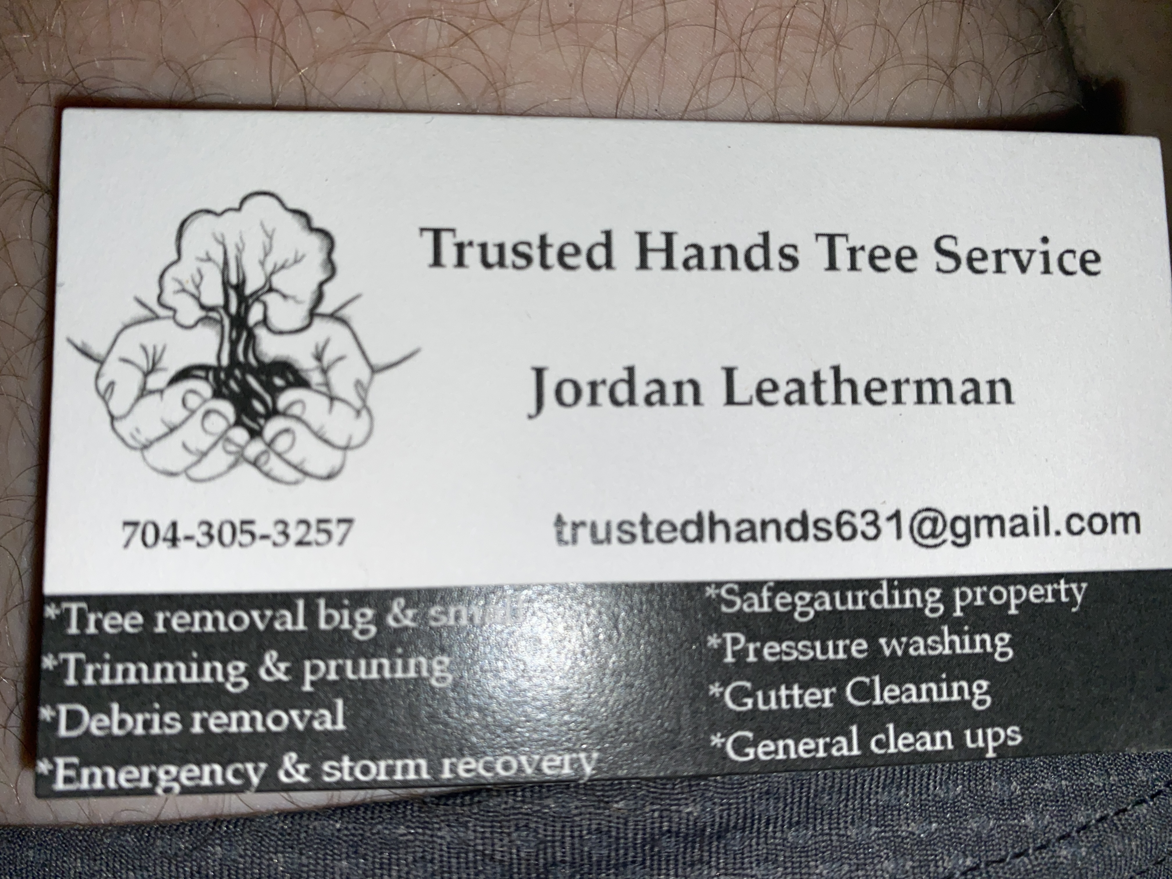 Trusted hands tree service logo