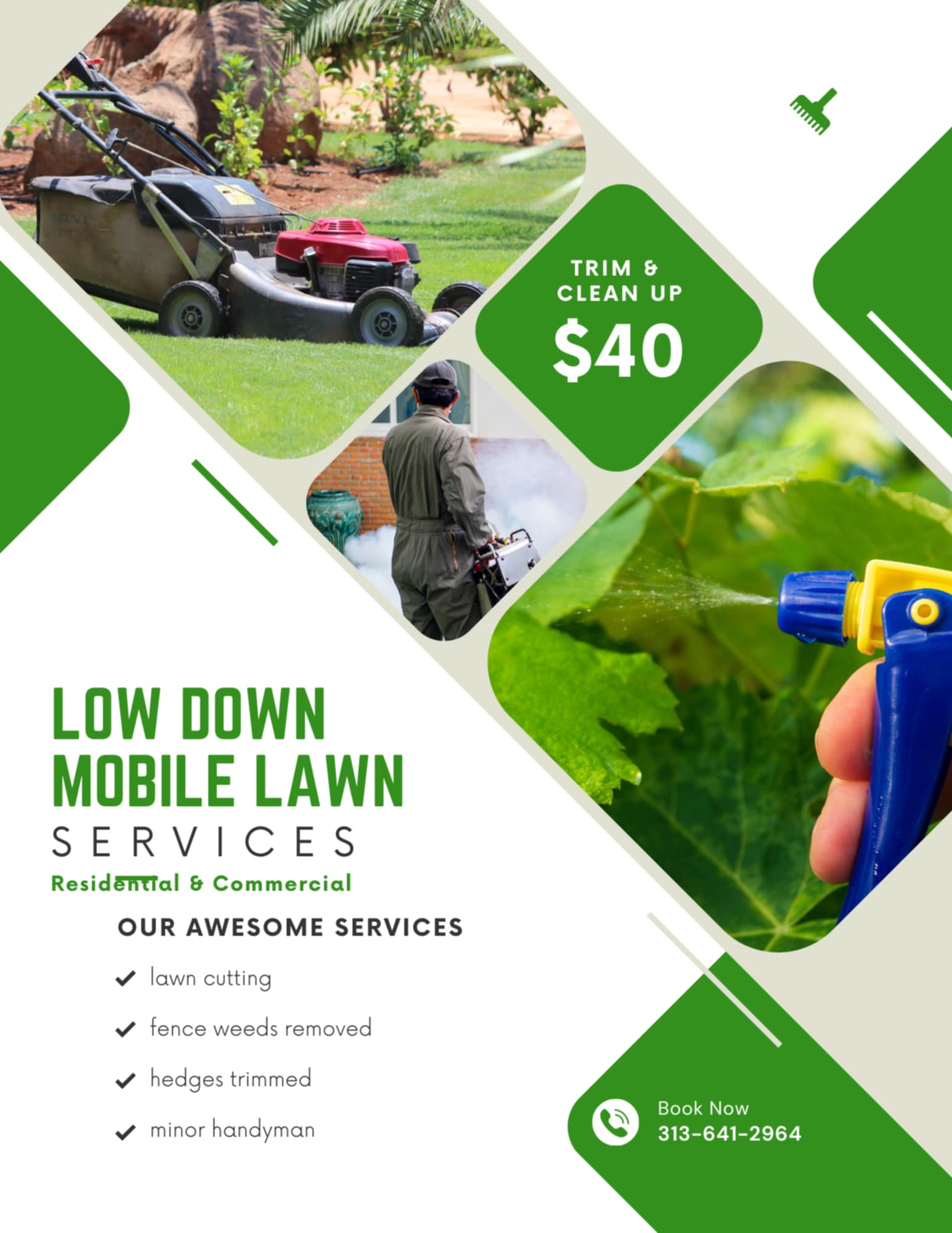 Low Down mobile lawn service logo