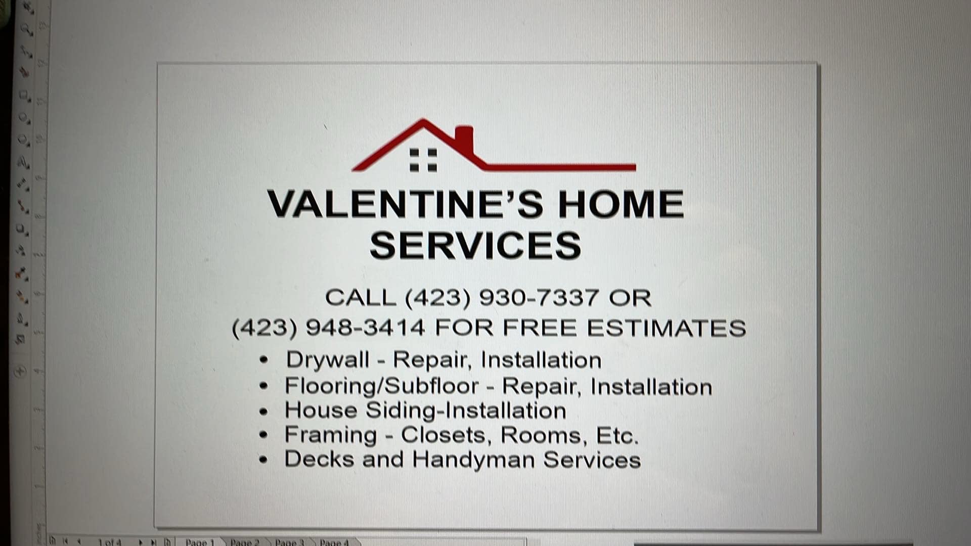 Valentine’s home repair logo
