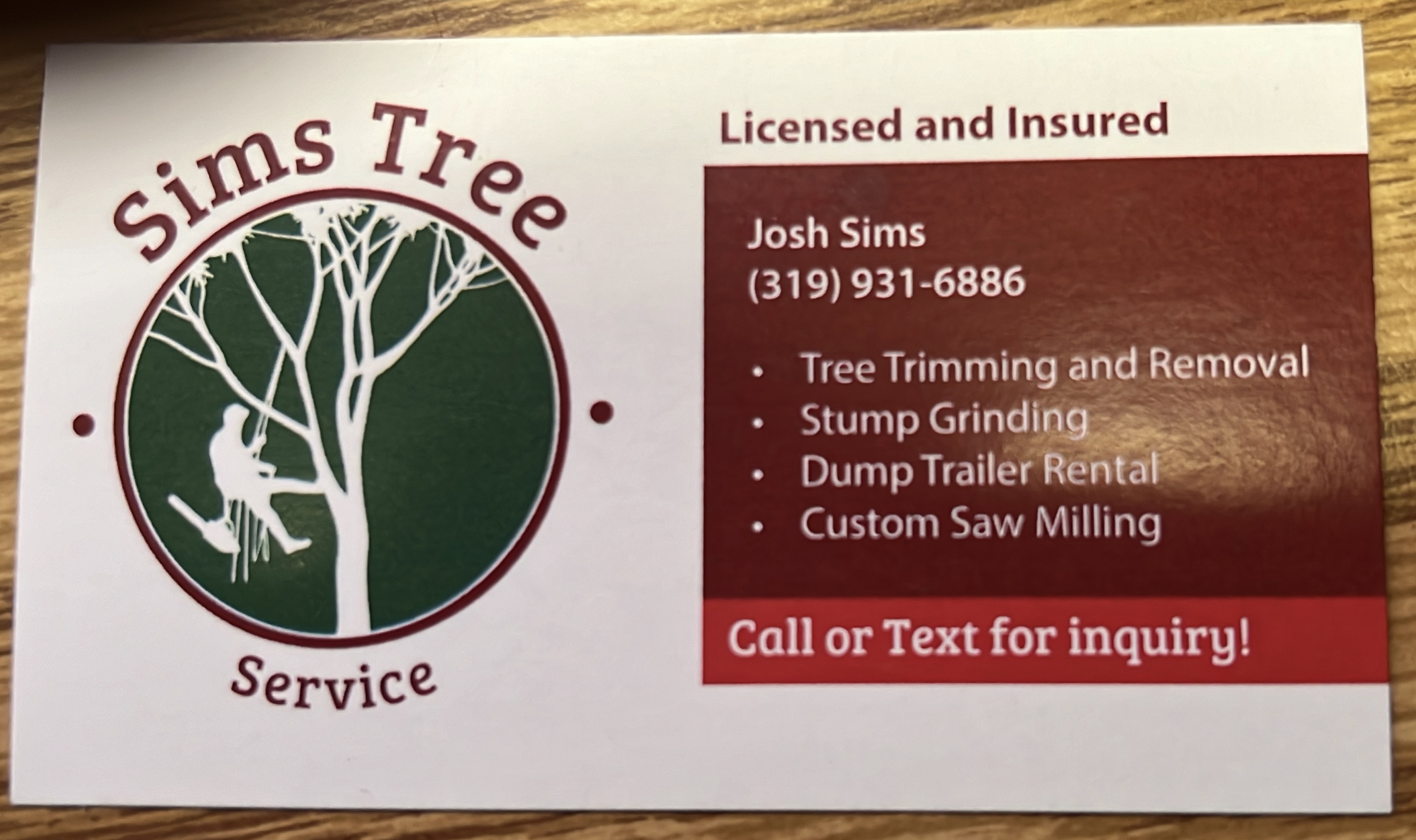 Sims tree service logo