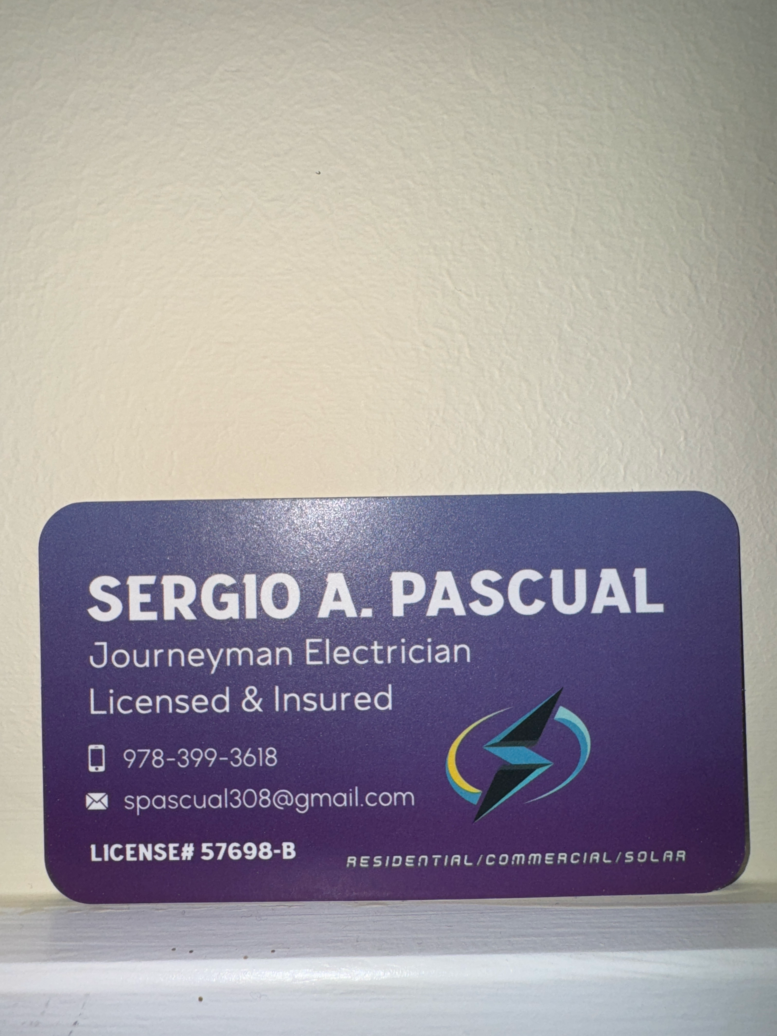 Avatar for Sergio A. Pascual Journeyman Electrician