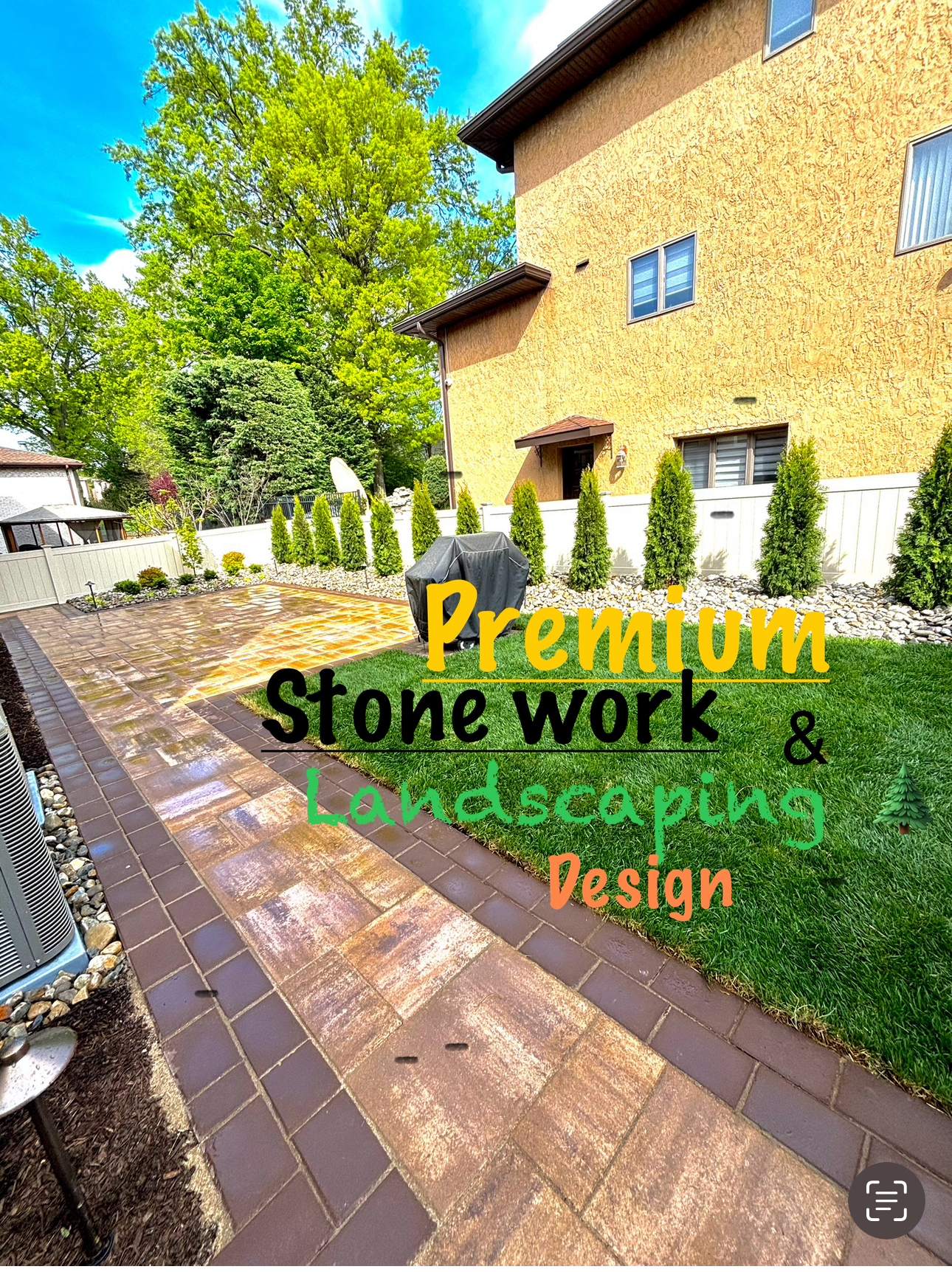 Premium stone work & landscaping design logo